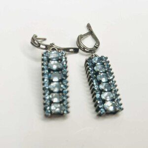 Vintage 1990s Blue Topaz Sterling Silver Earrings | India
